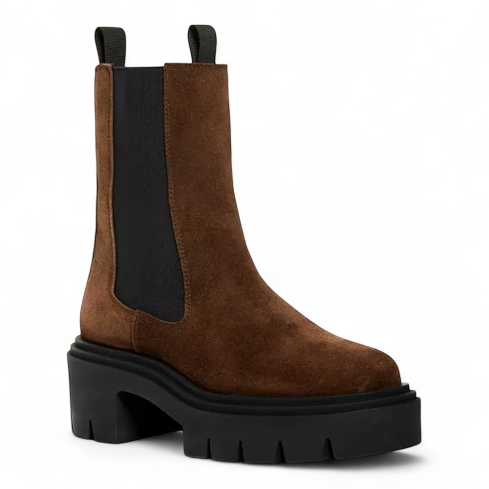 AQUA Rowen Chelsea Boots in Chocolate Suede